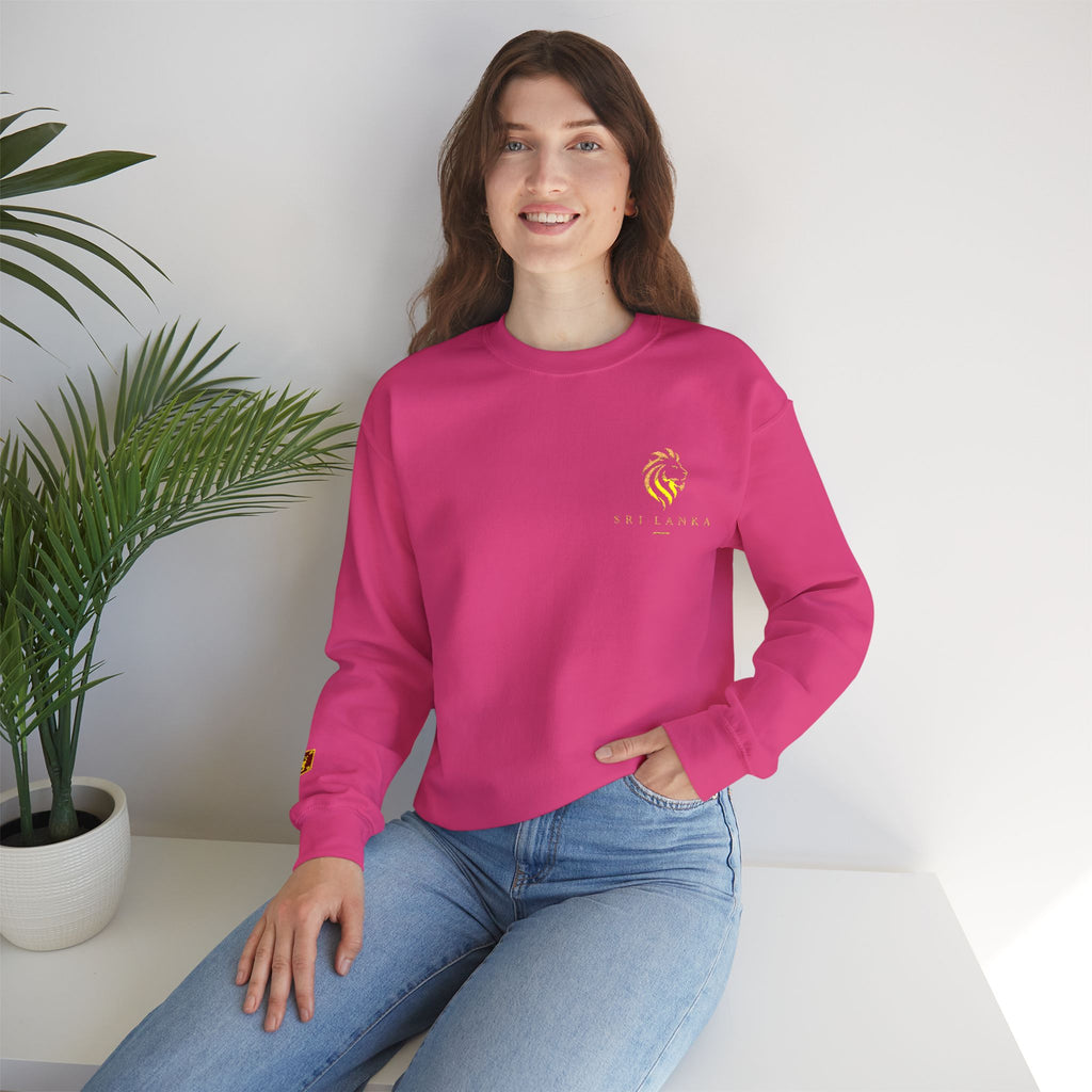 Embroideredlion face srilanka flag Minimal Palm Crest Sweatshirt — Small Tropical Logo Crewneck
