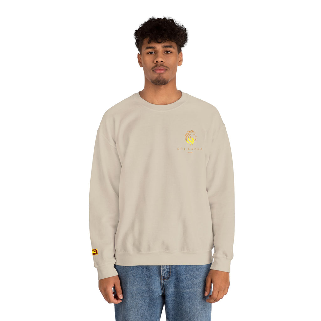 Embroideredlion face srilanka flag Minimal Palm Crest Sweatshirt — Small Tropical Logo Crewneck