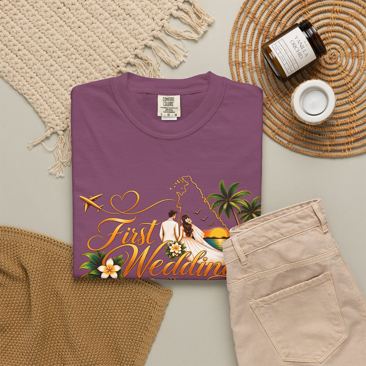 Sri Lanka Destination Wedding T-Shirt — "First Wedding Sri Lanka" Couple Tee (Roshini & Rohan 2026)