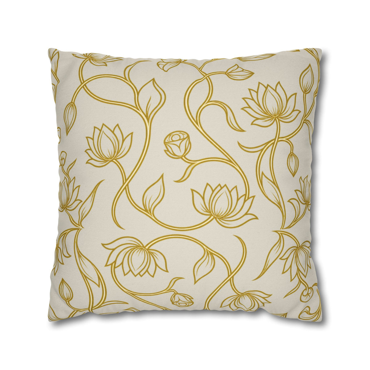 Ceylon Lotus Cushion Cover Sri Lankan Temple Flower Gold Botanical Pillow Case