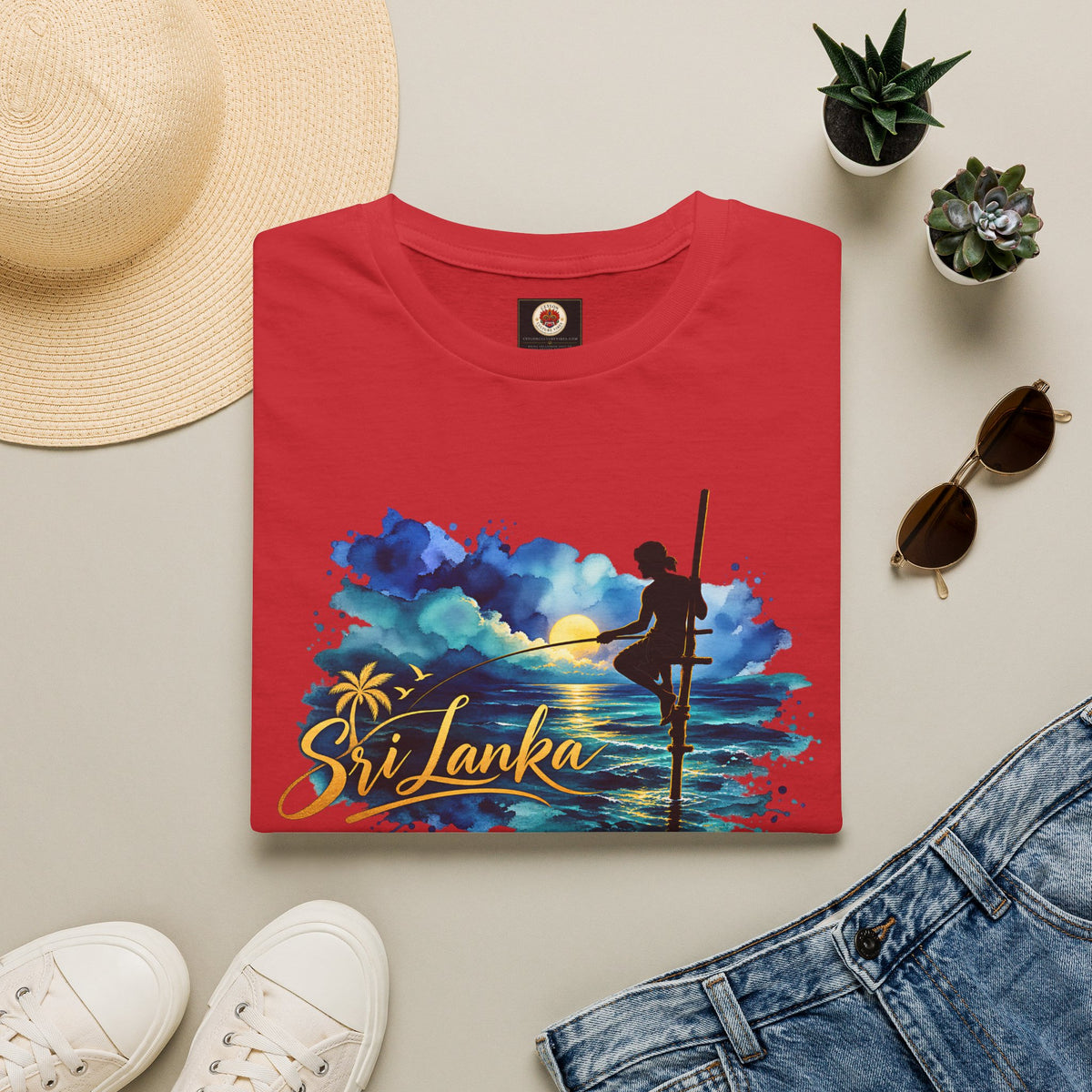 Sri Lanka Watercolor Surf T-Shirt
