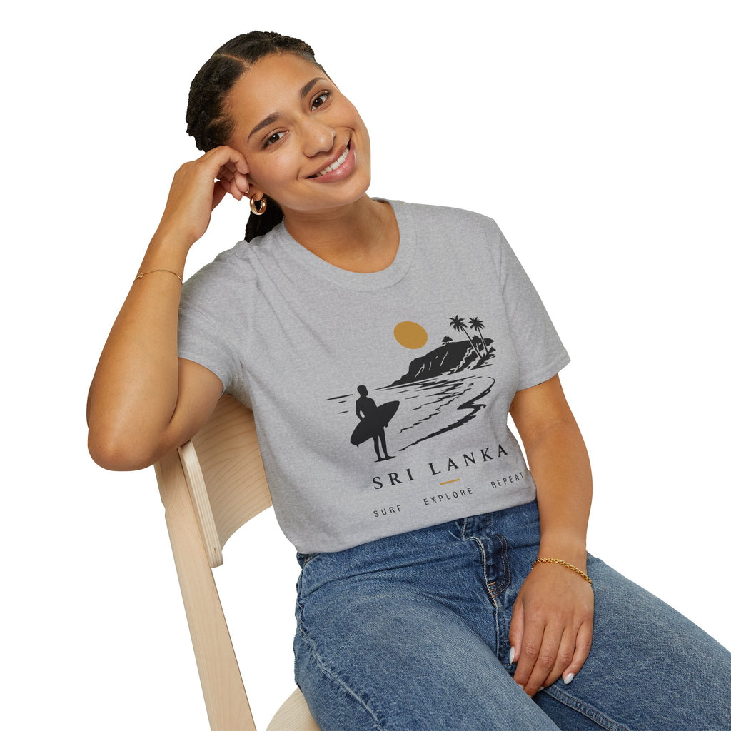 Sri Lanka Surf  Unisex T-Shirt  Surf Explore Repeat Beach Tee