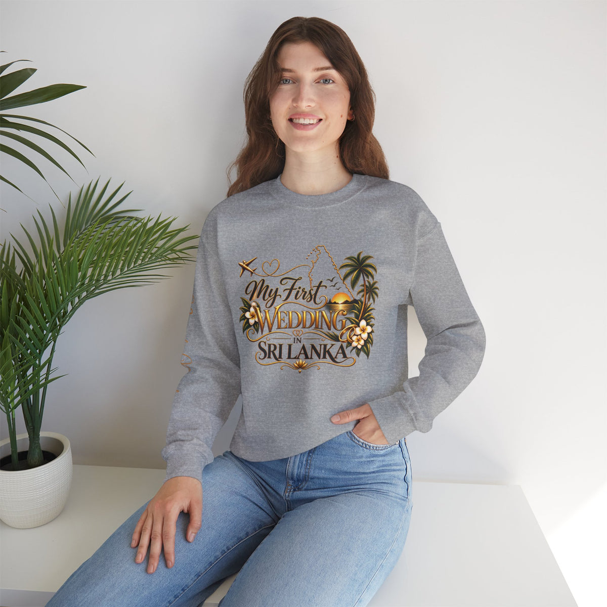 Personalized Sri Lanka Wedding Sweatshirt | Name on Right Sleeve
