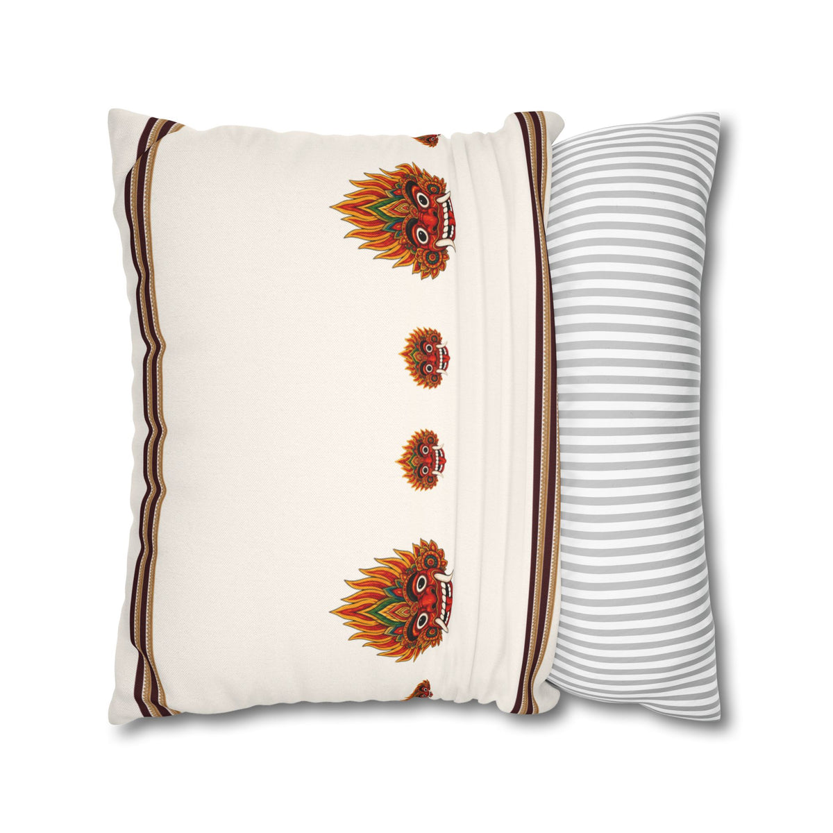 Raksha Mask Cushion Cover Sri Lankan Devil Dance Decorative Throw Pillow