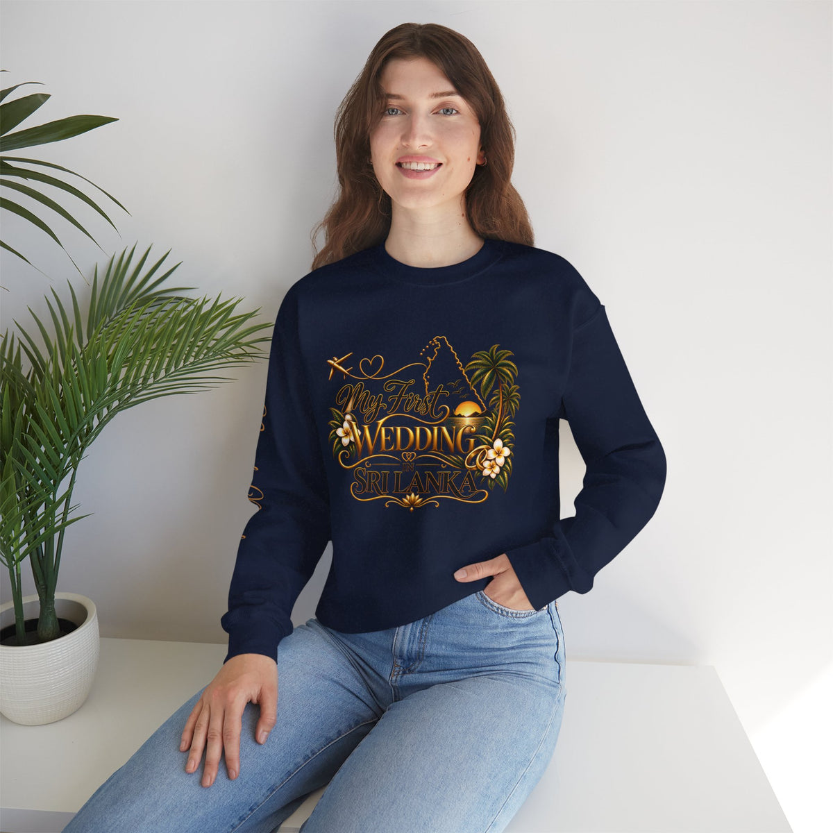 Personalized Sri Lanka Wedding Sweatshirt | Name on Right Sleeve