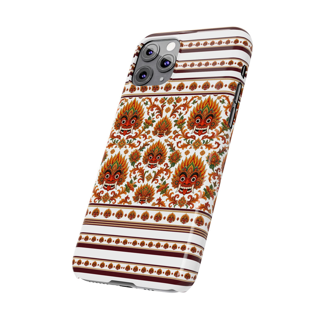 Sri Lankan Gift Slim Phone Case Raksha Floral Folk Mask Pattern
