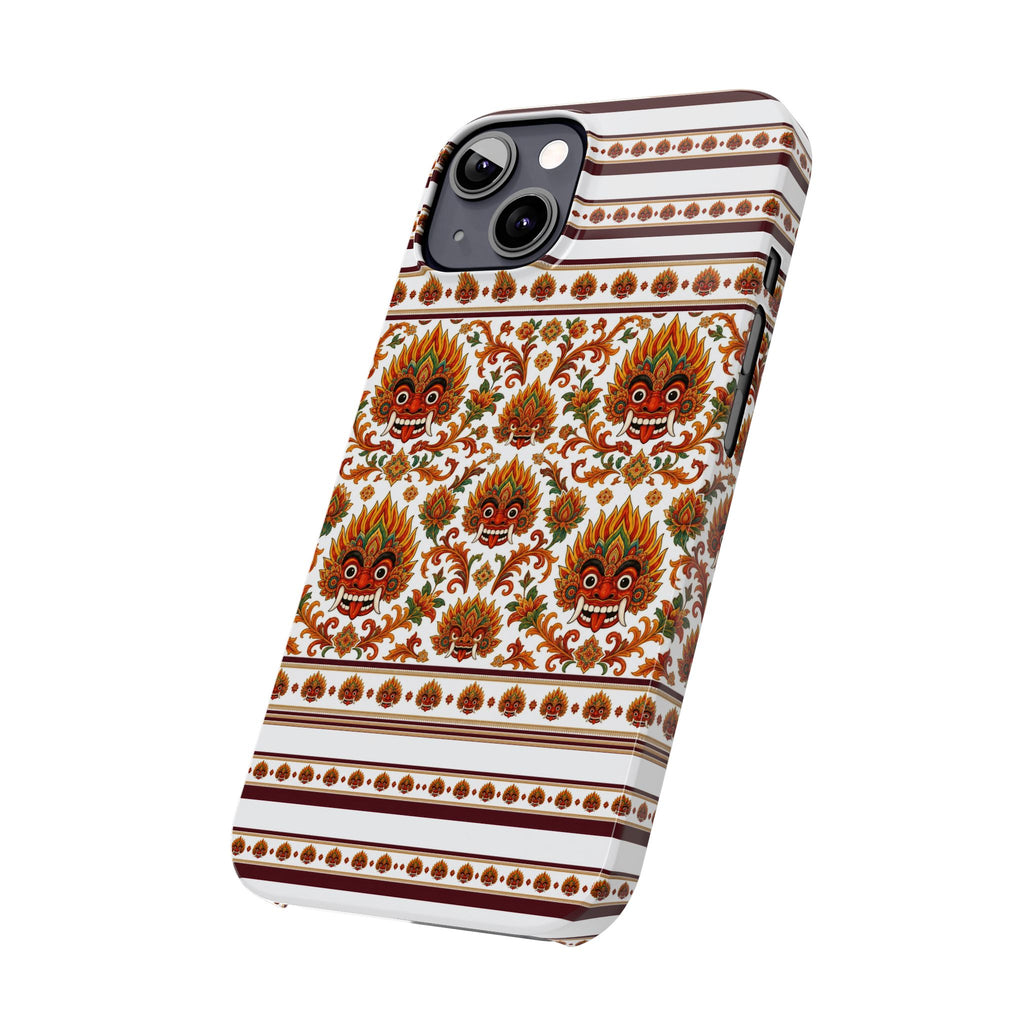 Sri Lankan Gift Slim Phone Case Raksha Floral Folk Mask Pattern