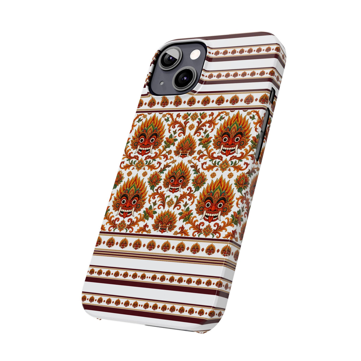 Sri Lankan Gift Slim Phone Case Raksha Floral Folk Mask Pattern