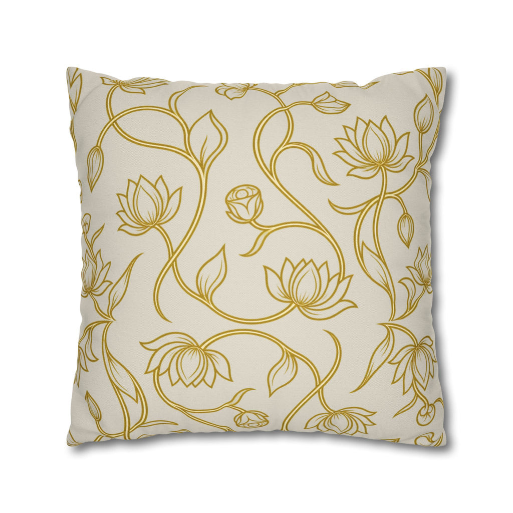 Ceylon Lotus Cushion Cover Sri Lankan Temple Flower Gold Botanical Pillow Case