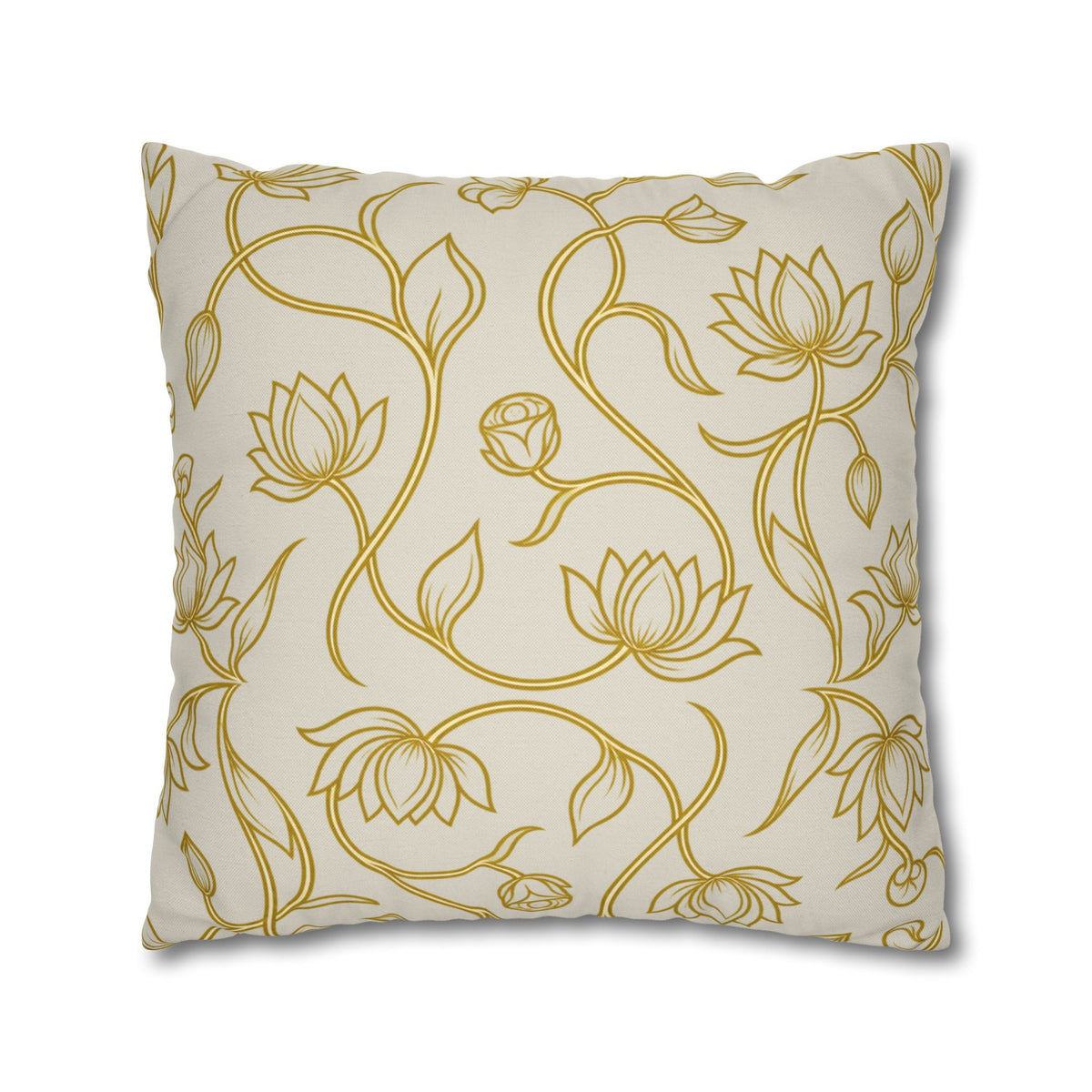 Ceylon Lotus Cushion Cover Sri Lankan Temple Flower Gold Botanical Pillow Case