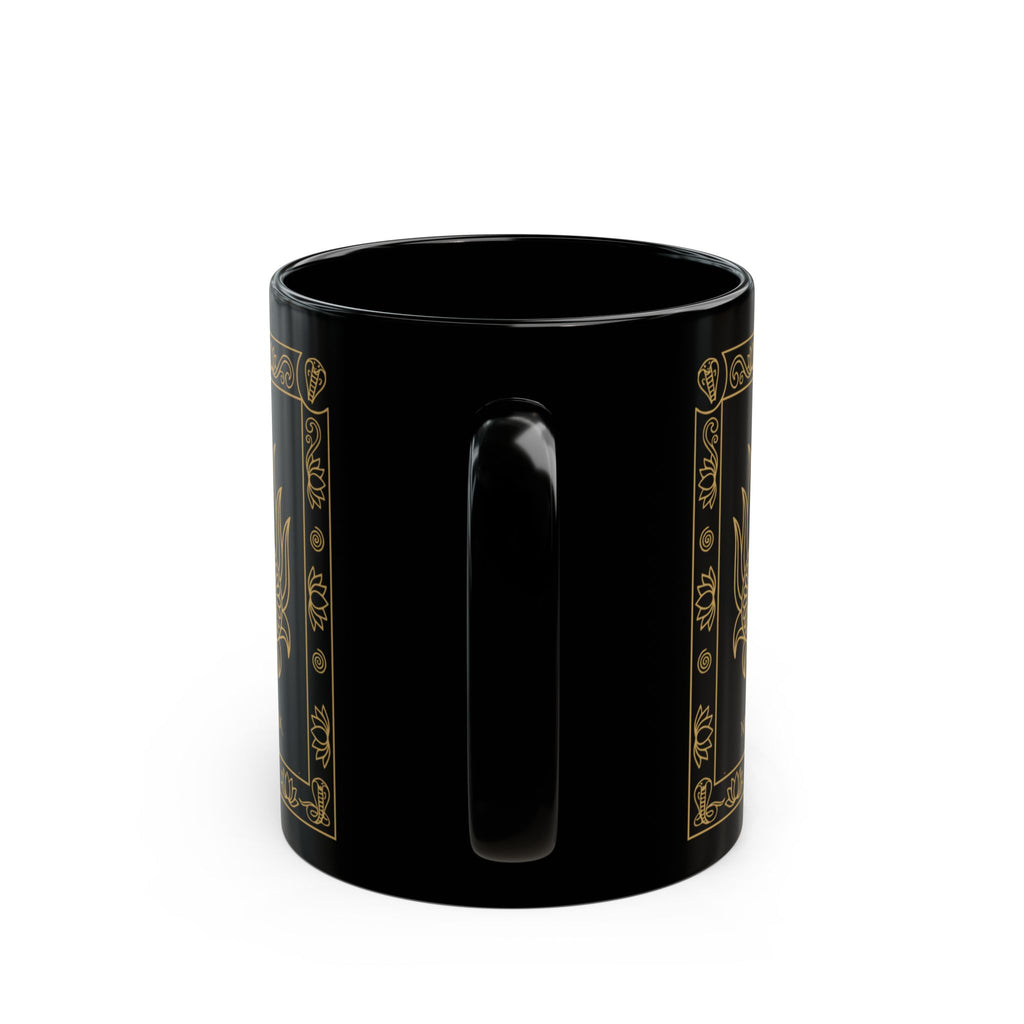 Nava Raksha Mask Black Mug Gold Sri Lankan Folk Art Coffee Cup