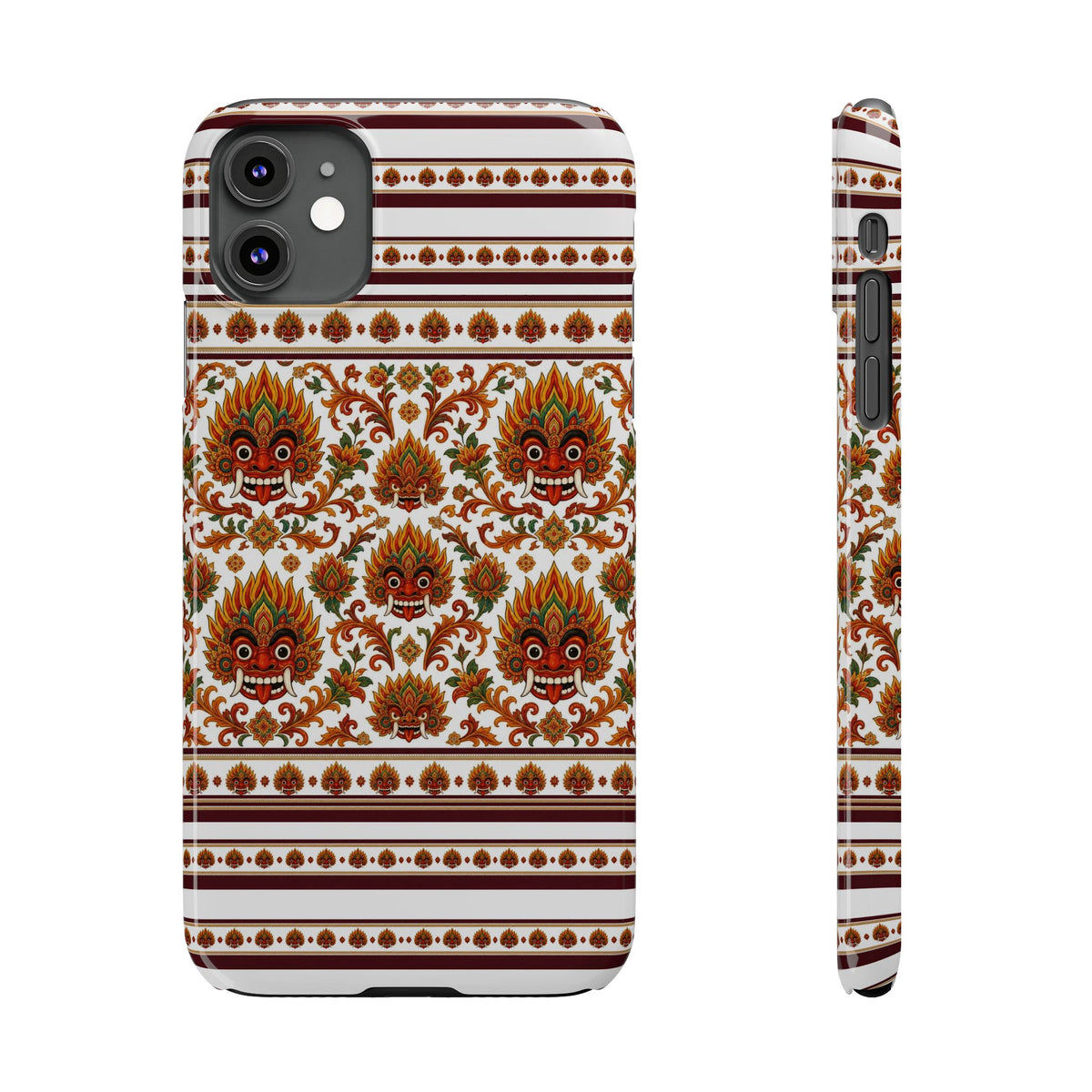 Sri Lankan Gift Slim Phone Case Raksha Floral Folk Mask Pattern