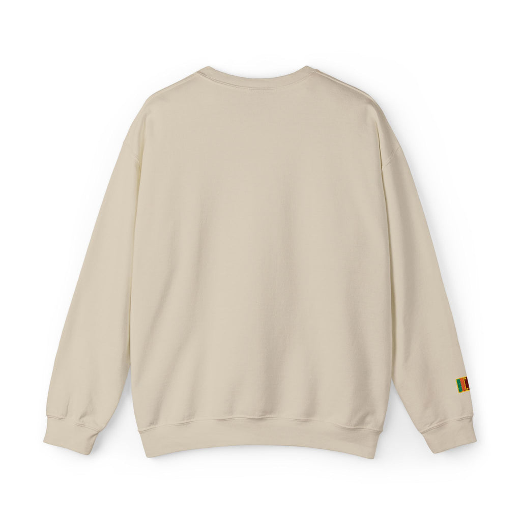 Embroideredlion face srilanka flag Minimal Palm Crest Sweatshirt — Small Tropical Logo Crewneck