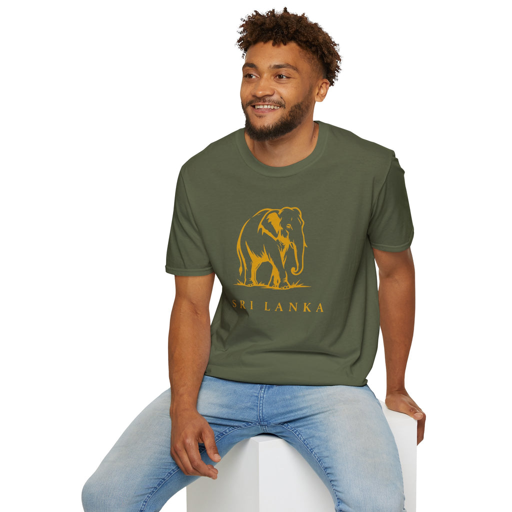 Sri Lanka Elephant Unisex T-Shirt Minimal Ochre Graphic Tee