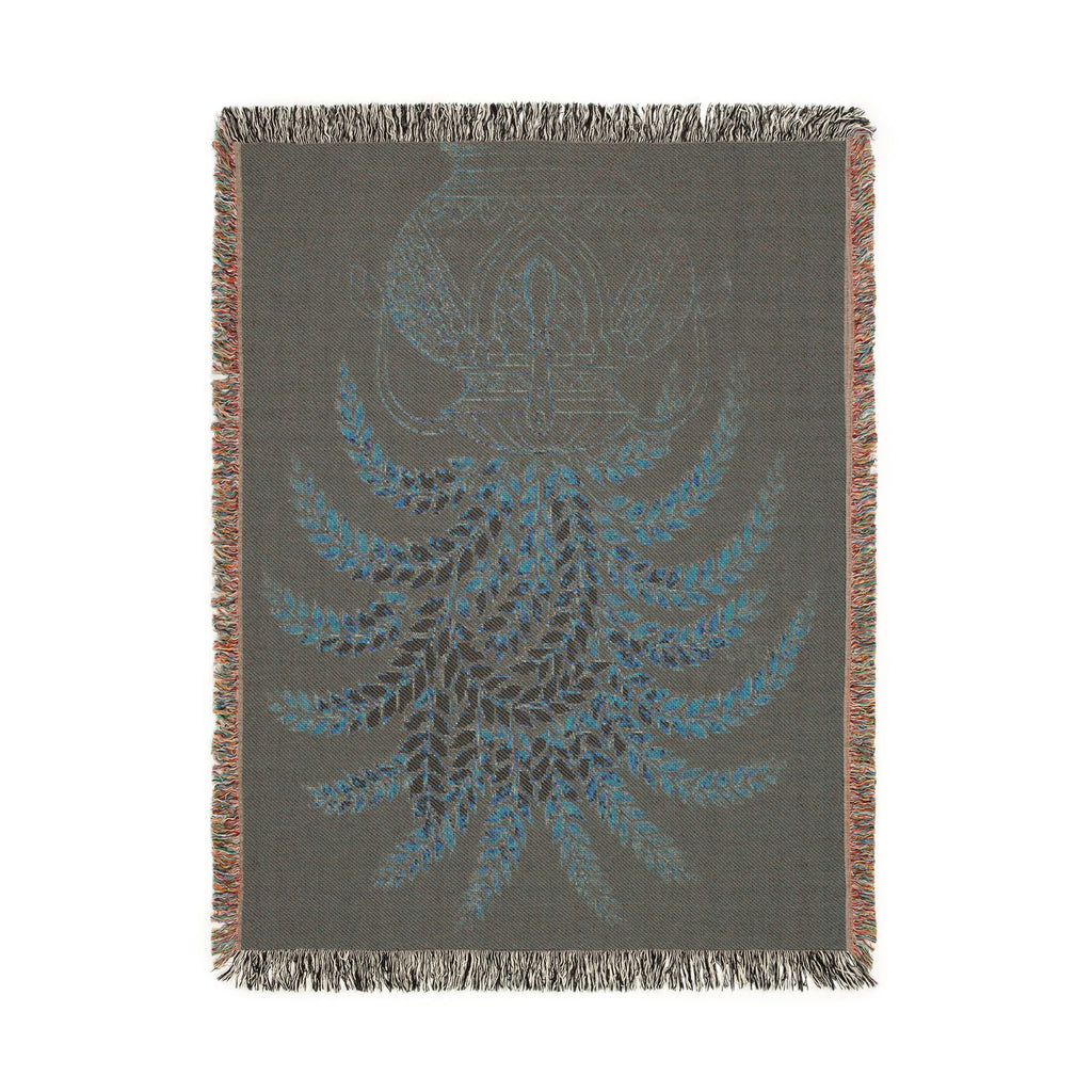Punkalasa Woven Throw Blanket Sri Lankan Heritage Burgundy Gold Cotton Fringe Blanket