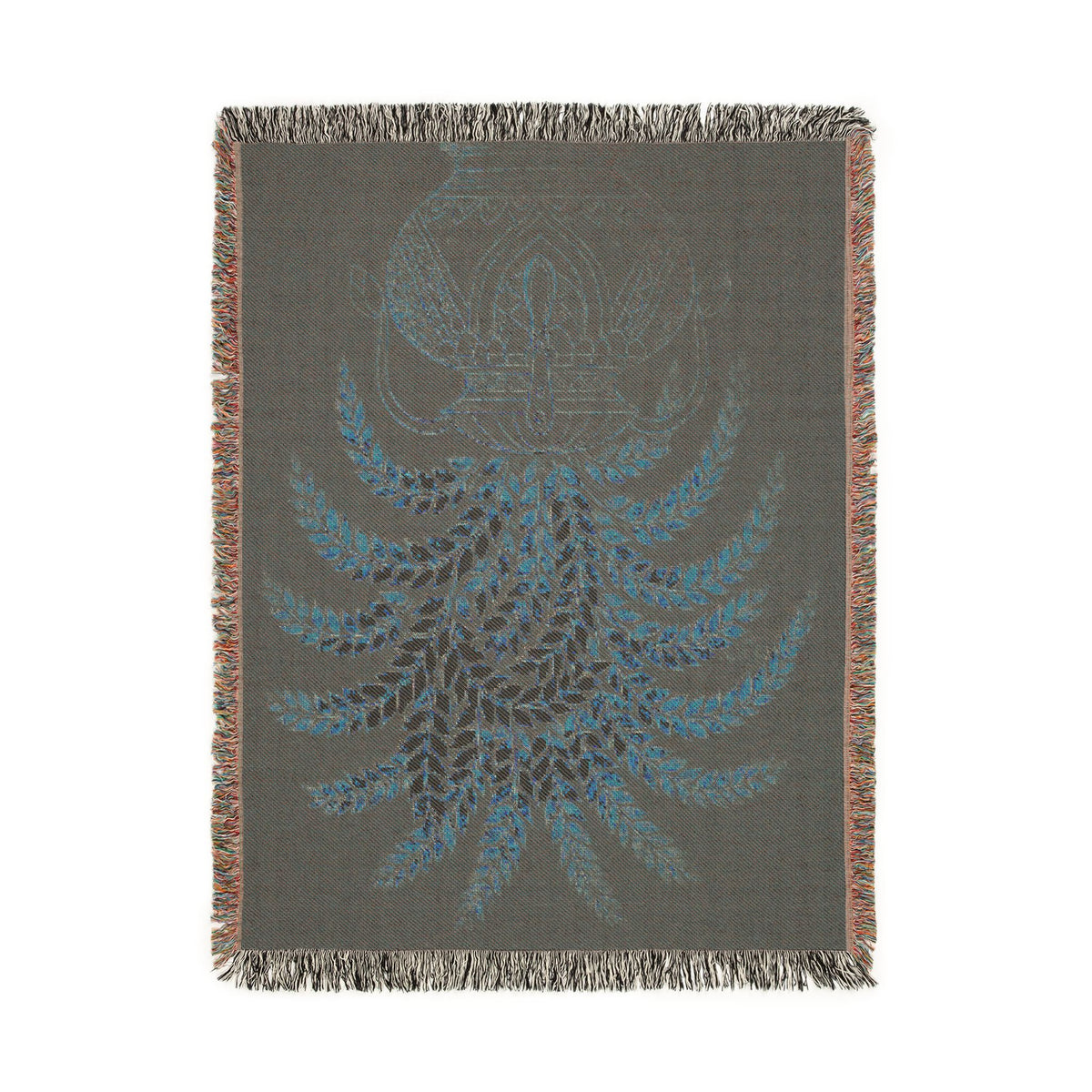 Punkalasa Woven Throw Blanket Sri Lankan Heritage Burgundy Gold Cotton Fringe Blanket