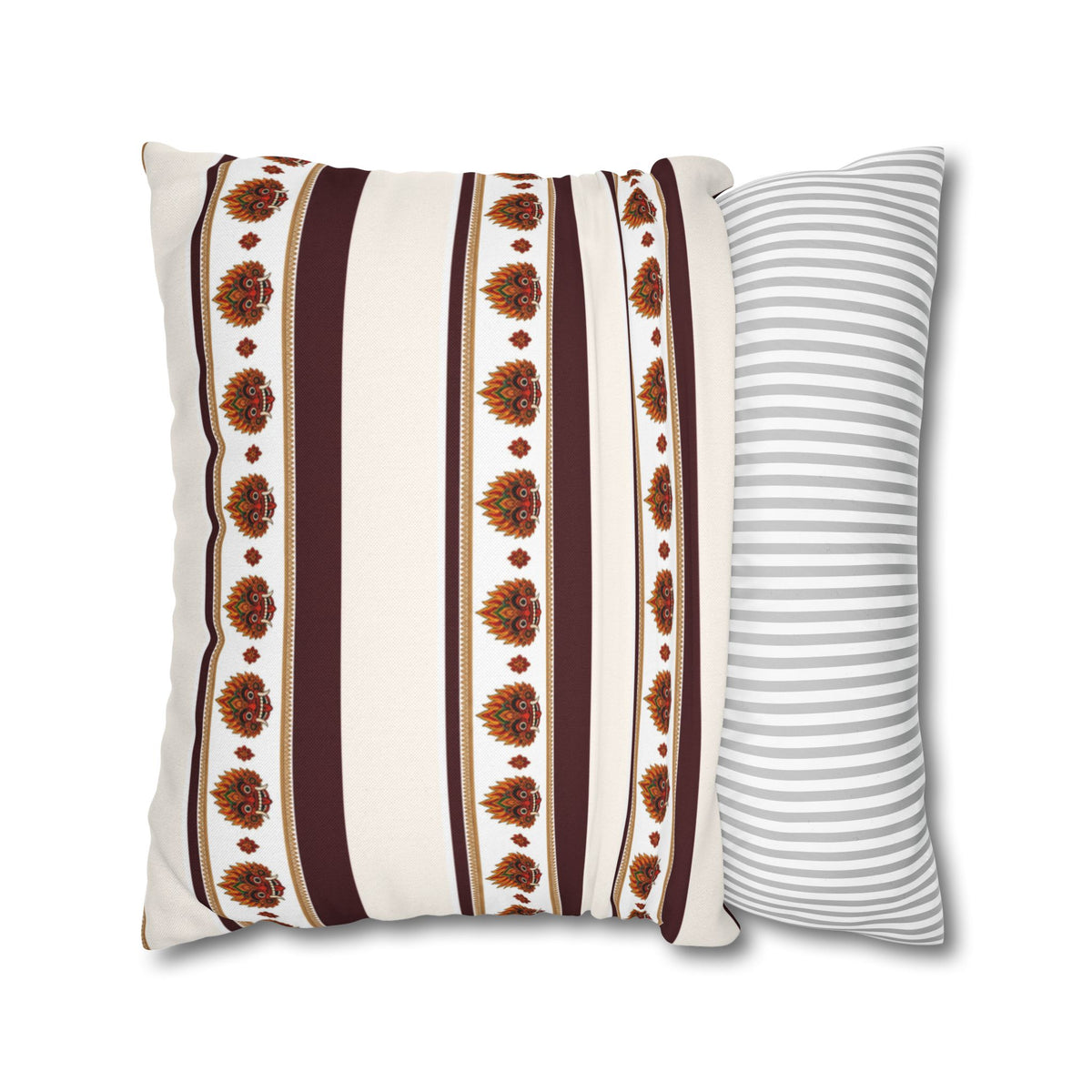 Raksha Stripe Cushion Cover Sri Lankan Devil Dance Repeat Pattern Throw Pillow