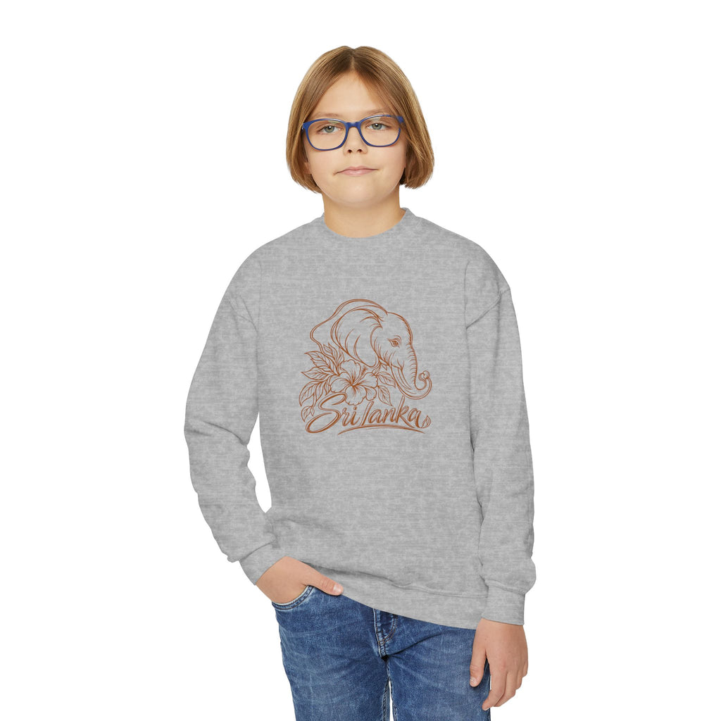 Sri Lankan Elephant Kids’ Sweatshirt | Floral Crewneck