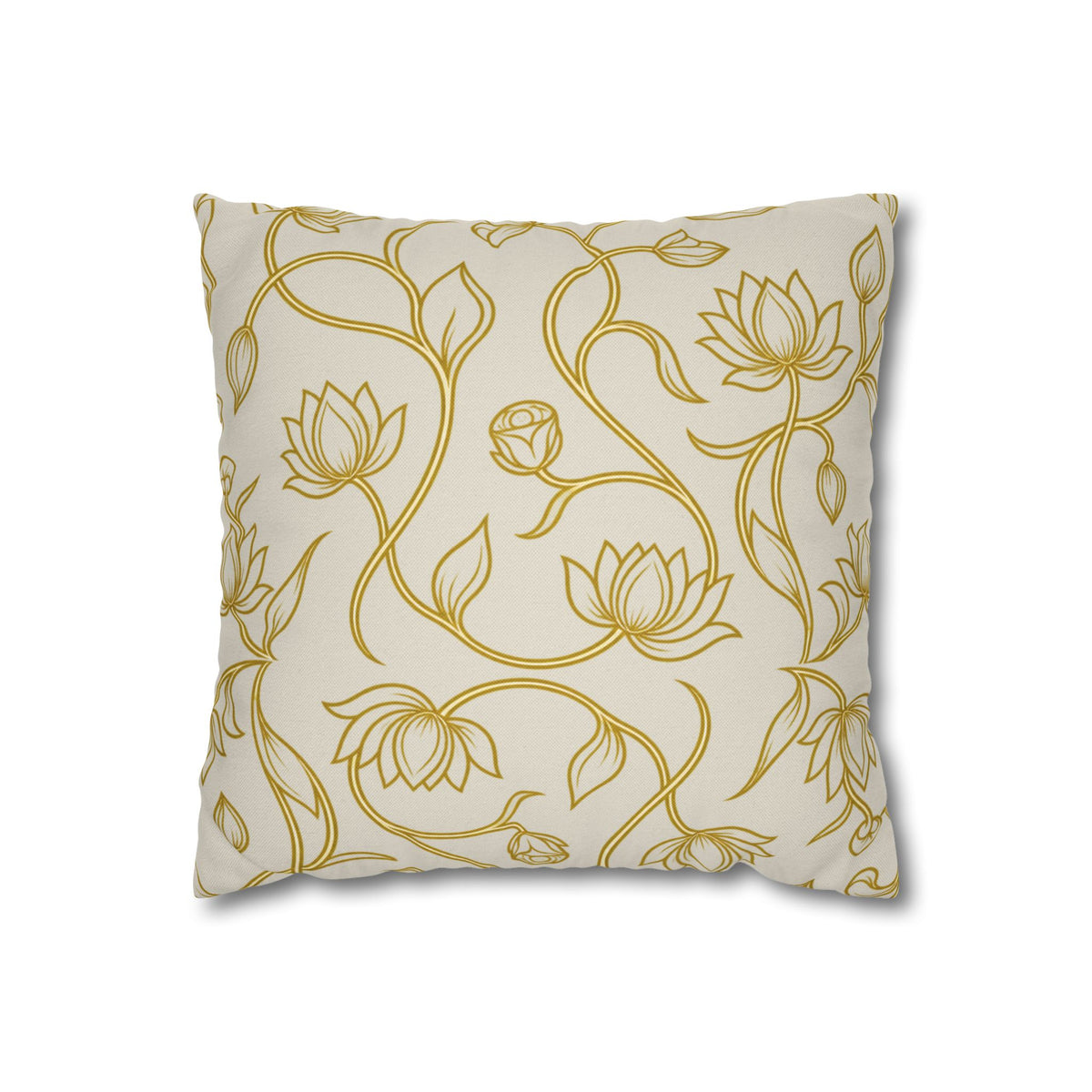 Ceylon Lotus Cushion Cover Sri Lankan Temple Flower Gold Botanical Pillow Case