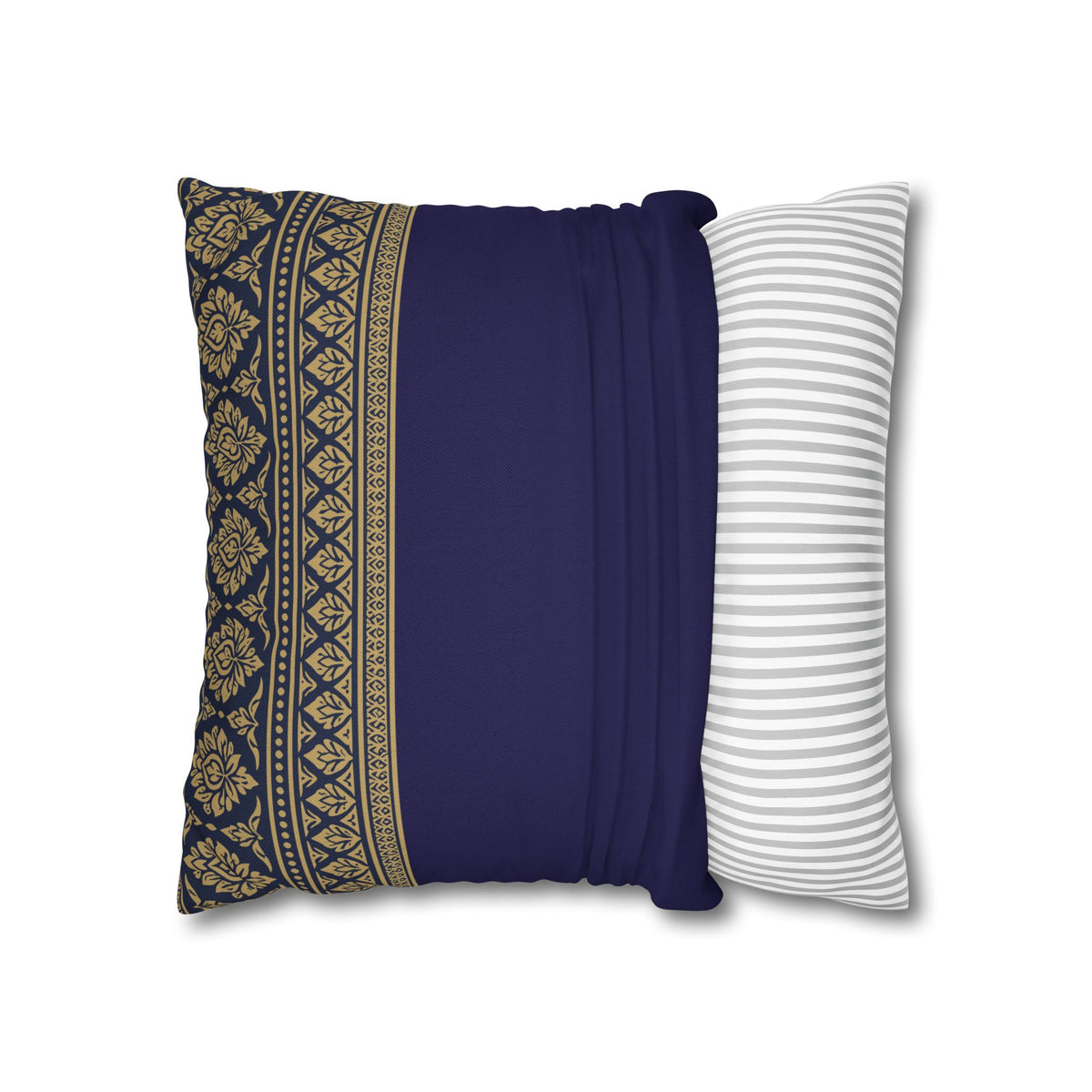 Navy & Gold Border Cushion Cover Sri Lankan Gift Pillowcase