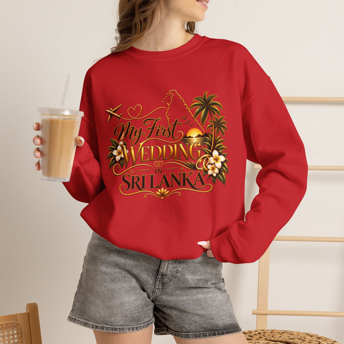 Personalized Sri Lanka Wedding Sweatshirt | Name on Right Sleeve