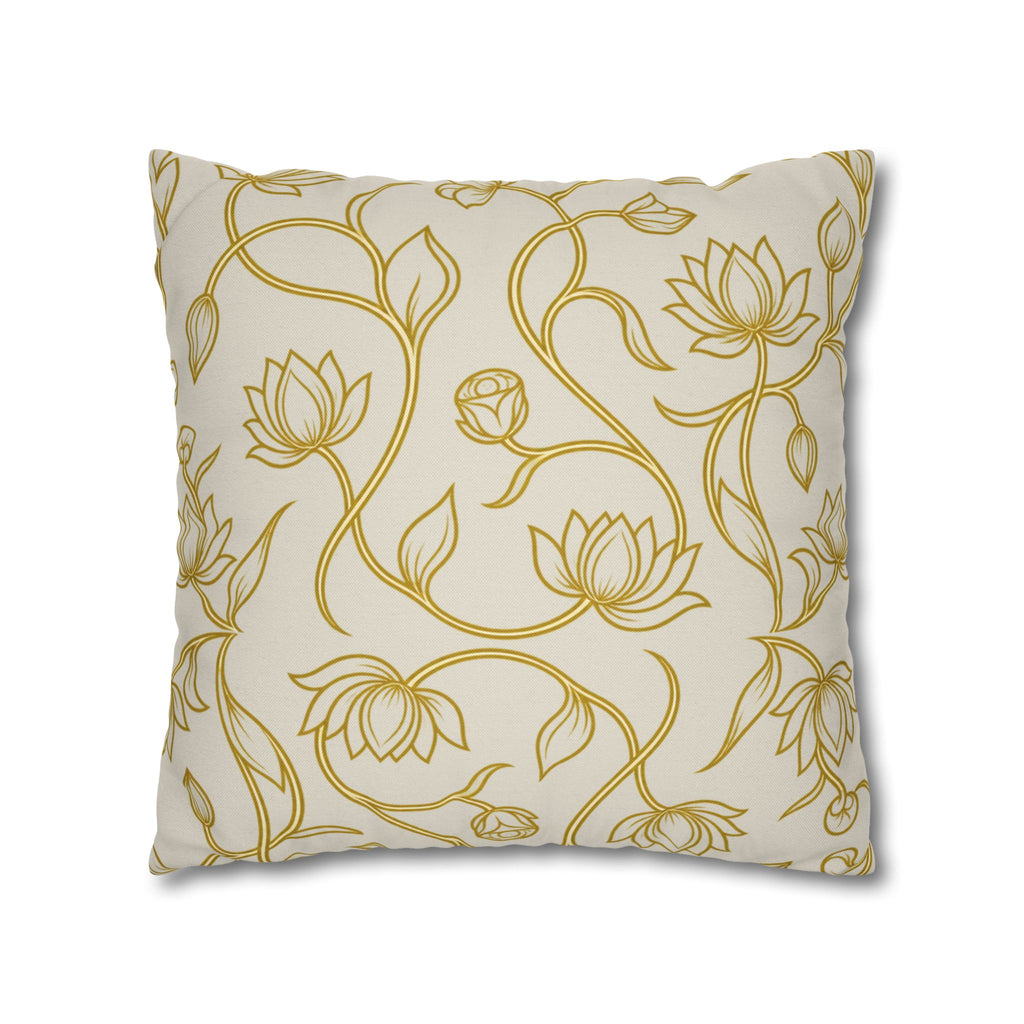 Ceylon Lotus Cushion Cover Sri Lankan Temple Flower Gold Botanical Pillow Case