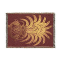 Punkalasa Woven Throw Blanket Sri Lankan Heritage Burgundy Gold Cotton Fringe Blanket