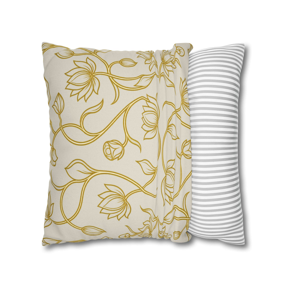 Ceylon Lotus Cushion Cover Sri Lankan Temple Flower Gold Botanical Pillow Case