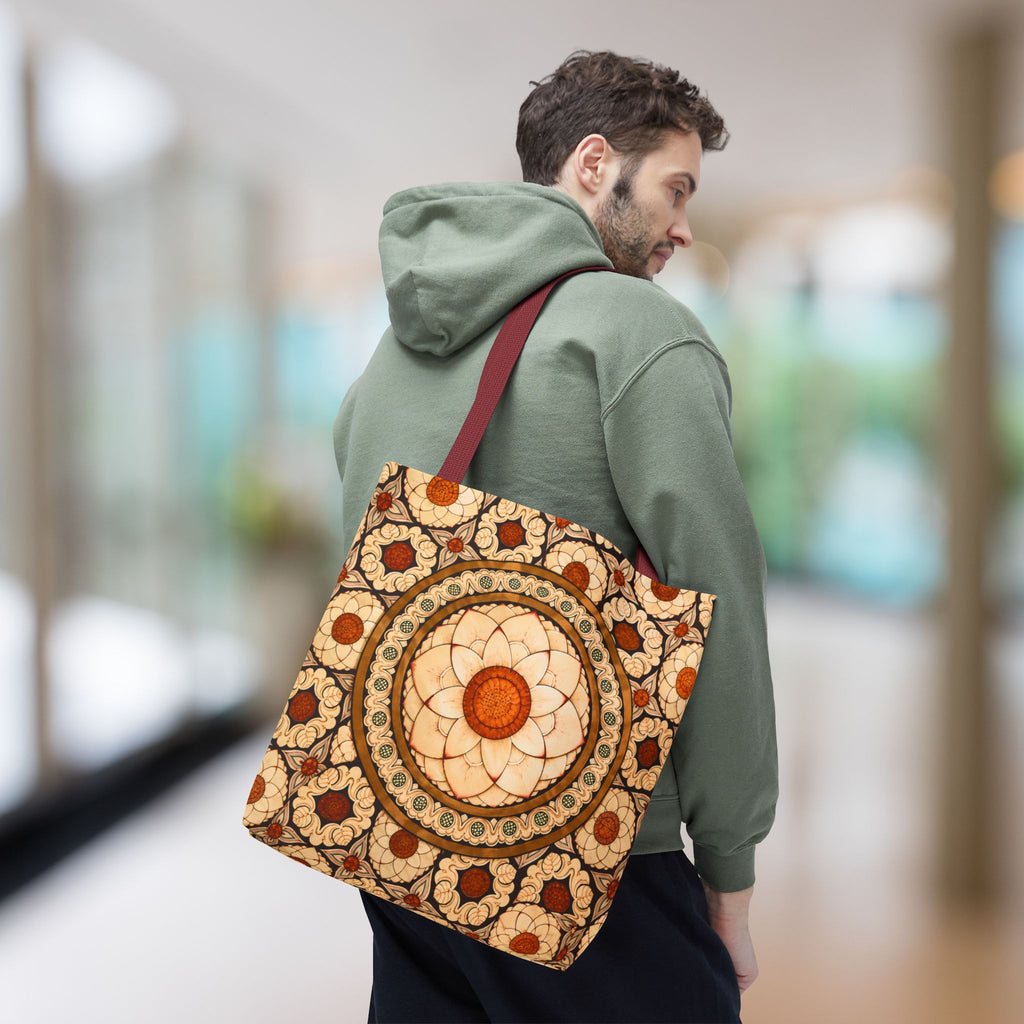 Sri Lankan Floral Mandala Tote Bag Cream & Terracotta