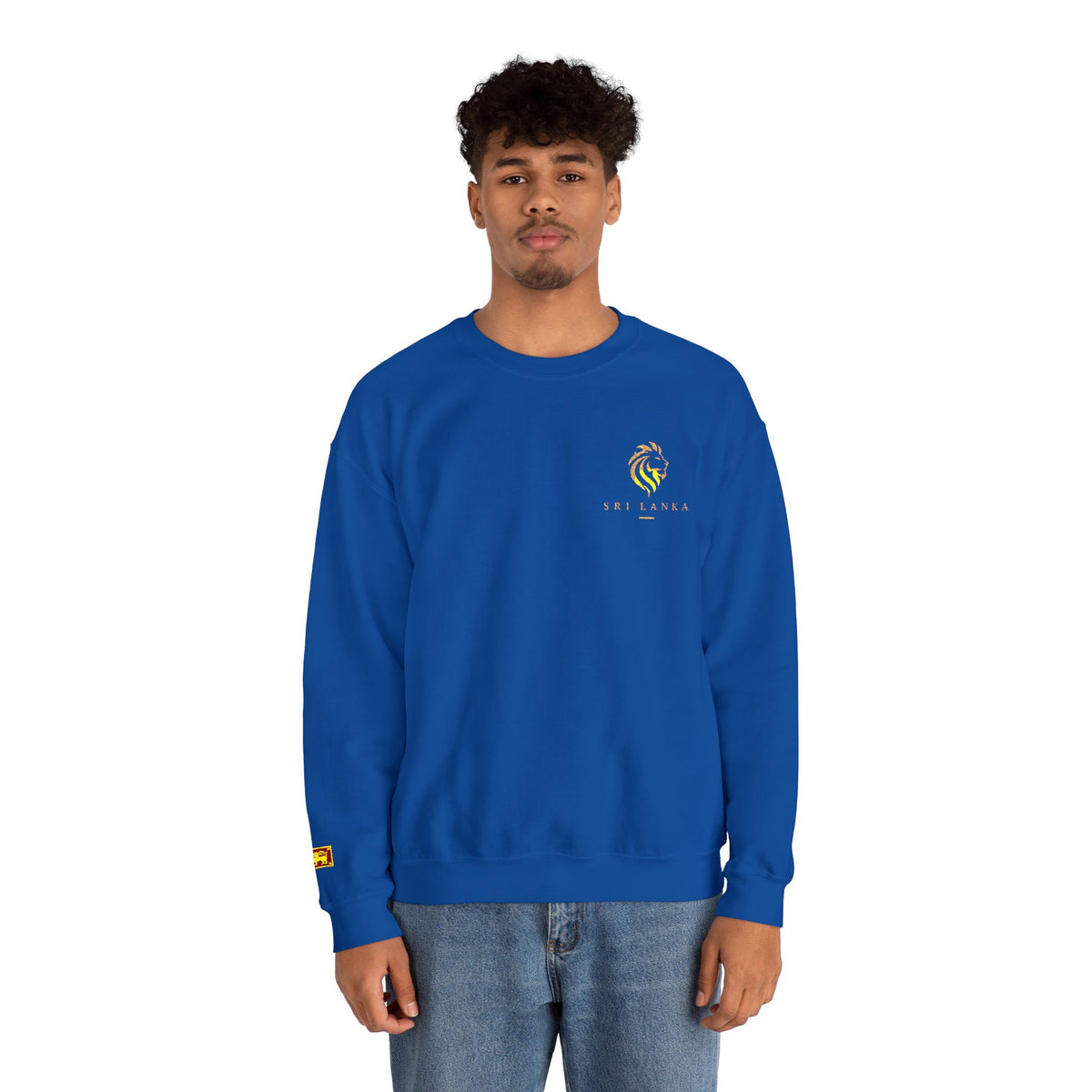 Embroideredlion face srilanka flag Minimal Palm Crest Sweatshirt — Small Tropical Logo Crewneck