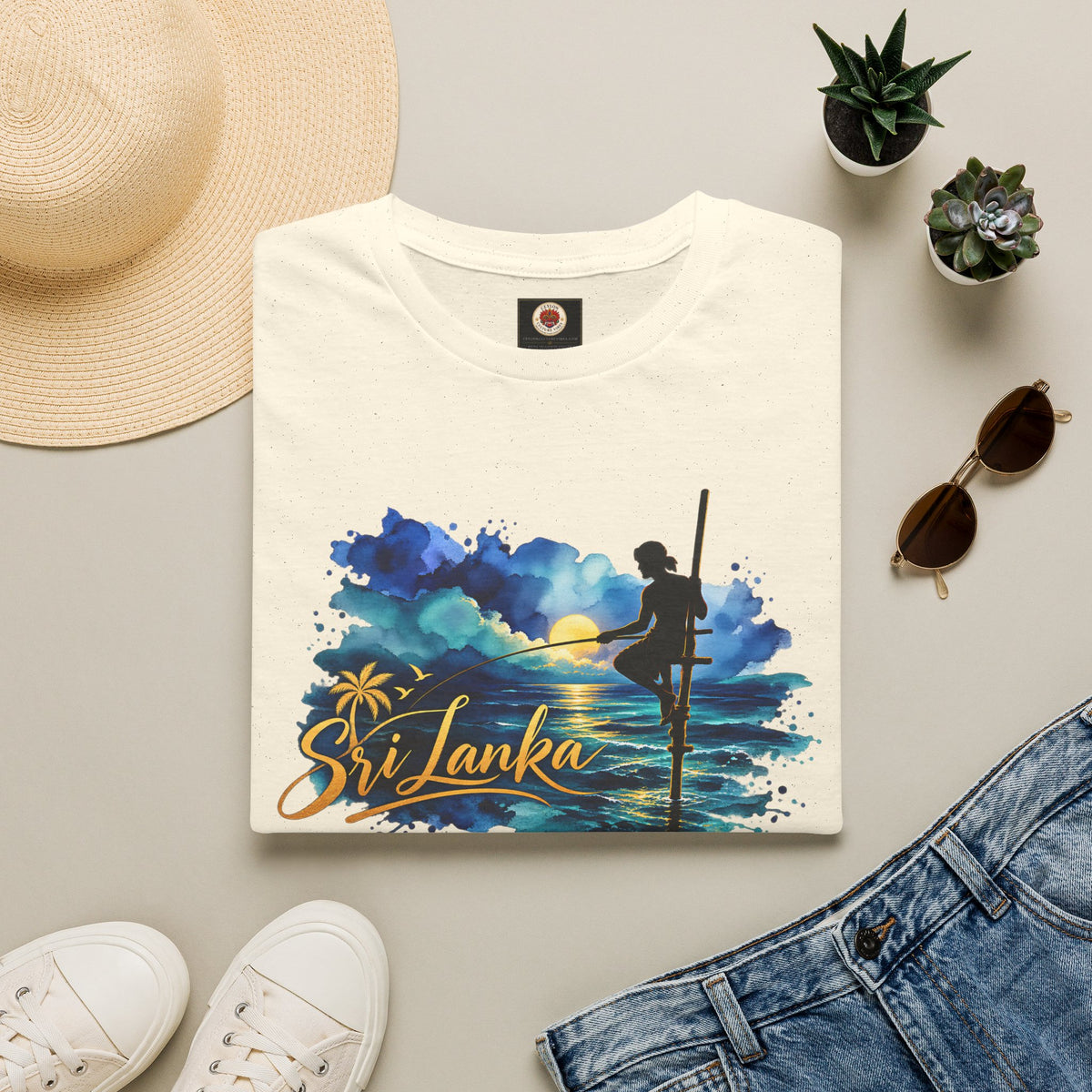 Sri Lanka Watercolor Surf T-Shirt