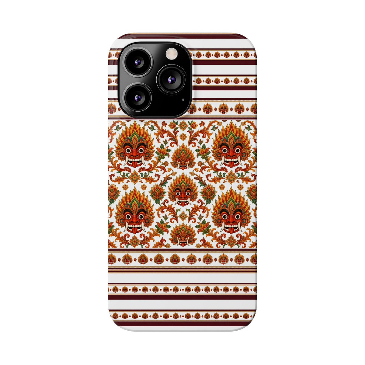 Sri Lankan Gift Slim Phone Case Raksha Floral Folk Mask Pattern