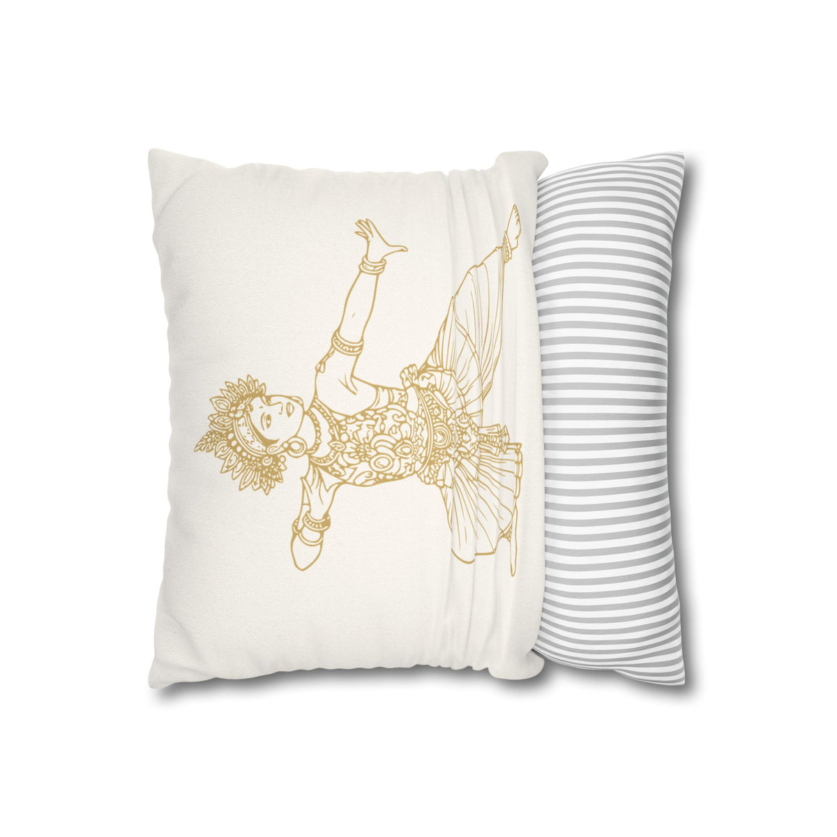 Sri Lankan Dancer Cushion Cover Gold Line Art Pillowcase