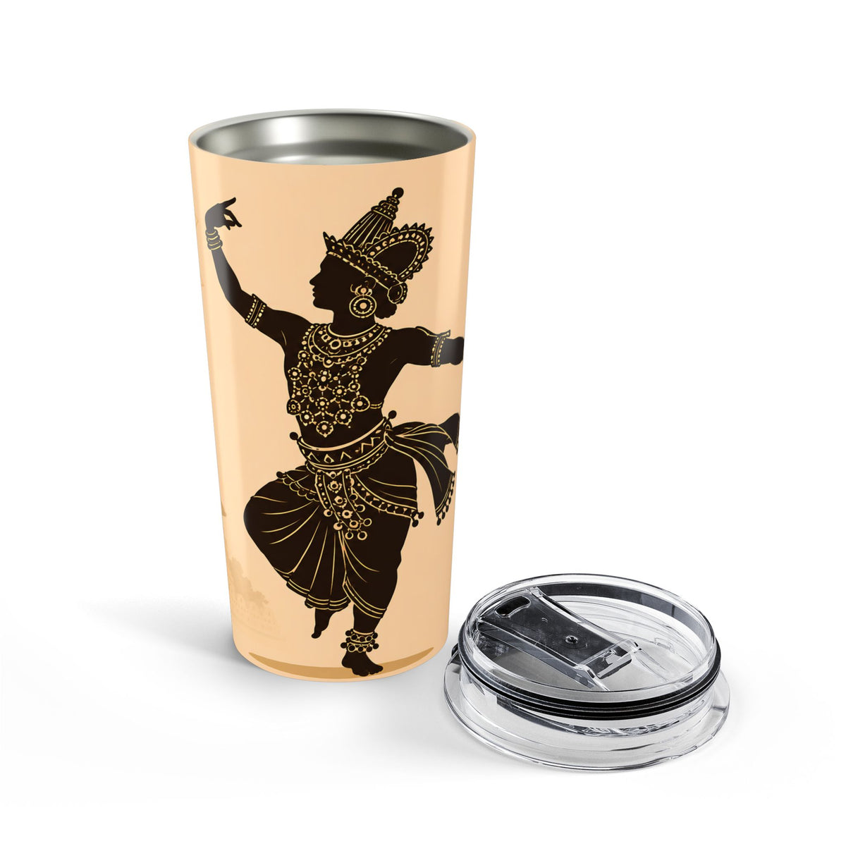 Sri Lanka Kandyan Dancer Silhouette Tumbler 20oz | Gold & Black