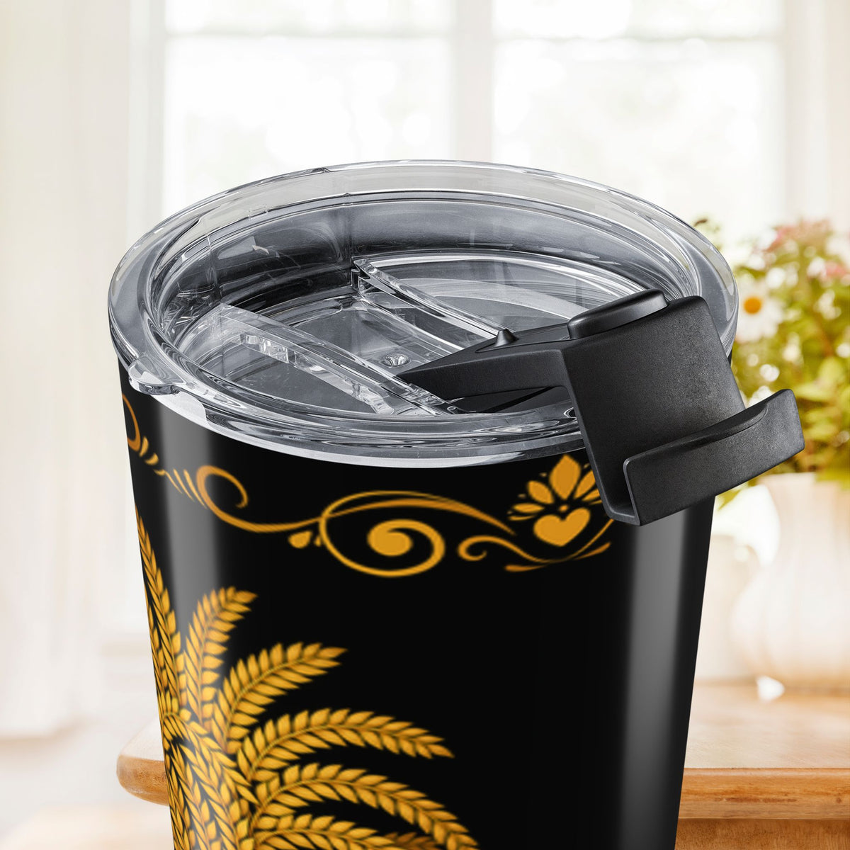 Ayubowan Punkalasa Travel Tumbler Sri Lankan Gold Blessing Black 20oz Stainless Steel Cup