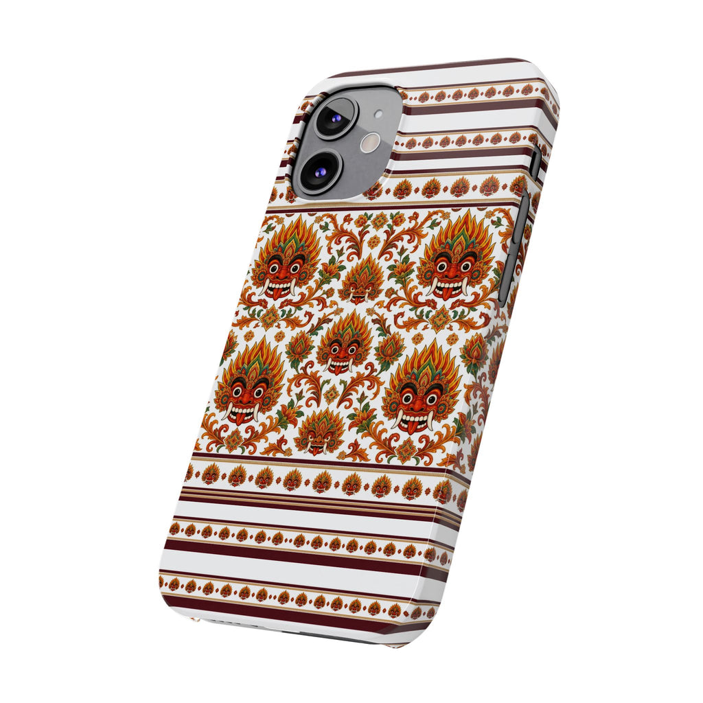 Sri Lankan Gift Slim Phone Case Raksha Floral Folk Mask Pattern