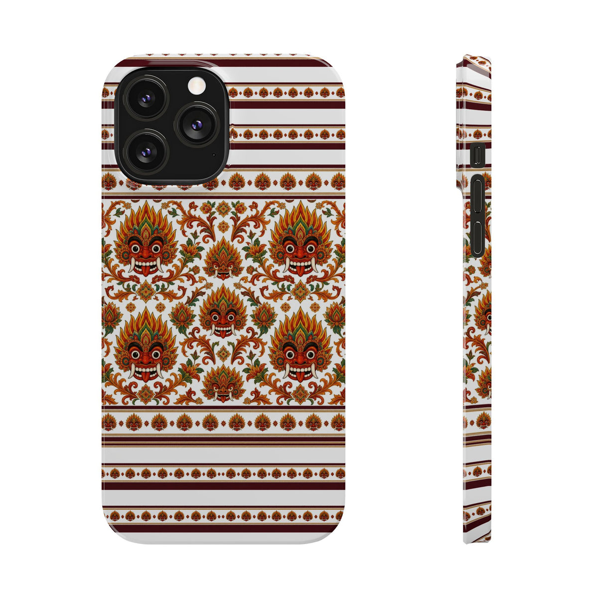 Sri Lankan Gift Slim Phone Case Raksha Floral Folk Mask Pattern
