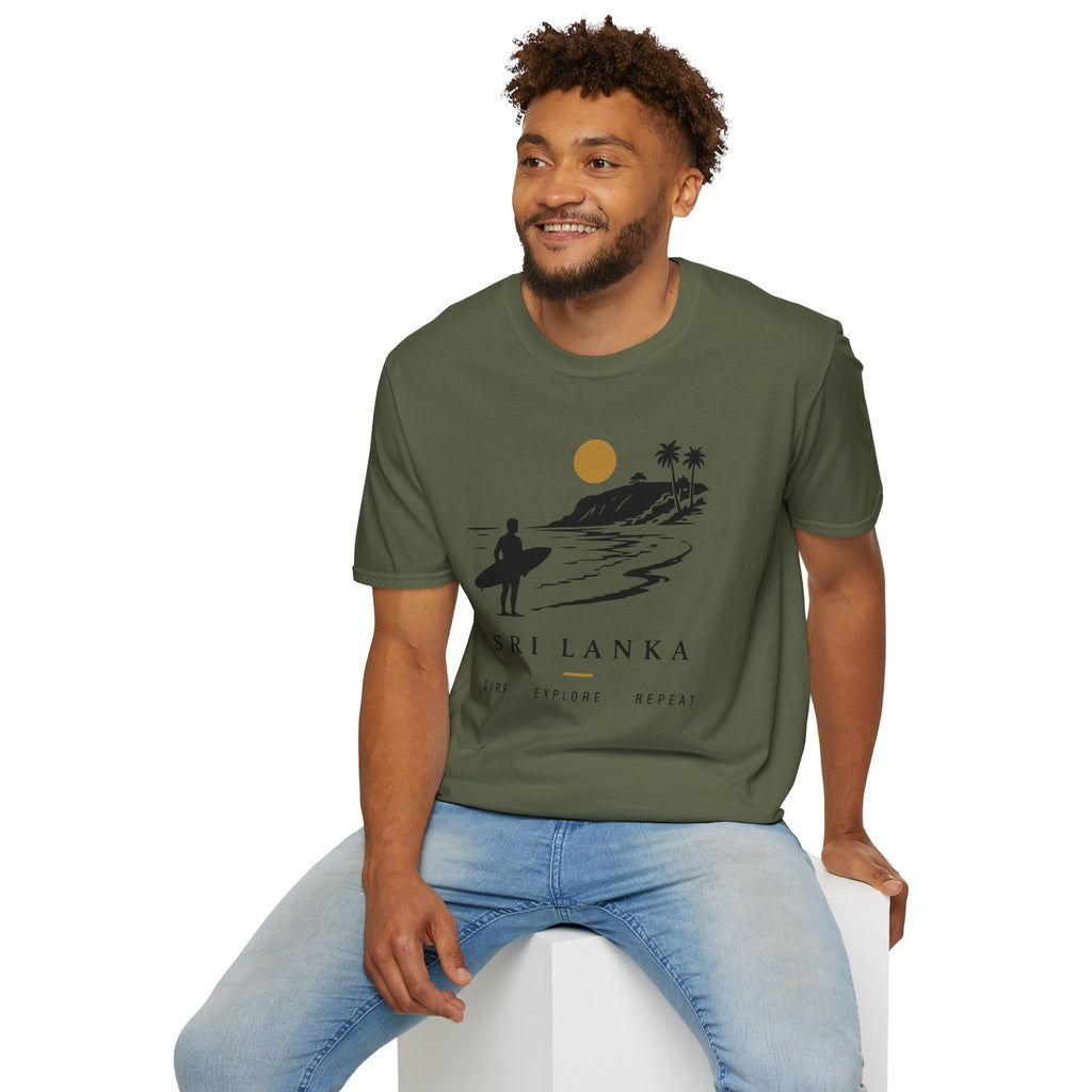 Sri Lanka Surf  Unisex T-Shirt  Surf Explore Repeat Beach Tee