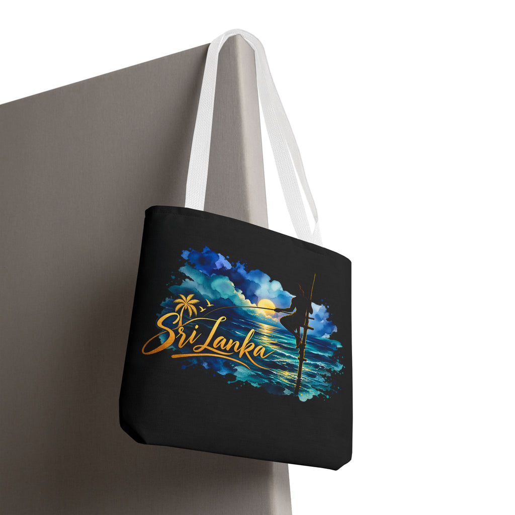 Sri Lanka Stilt Fisherman Tote Bag Island Dusk Beach Bag