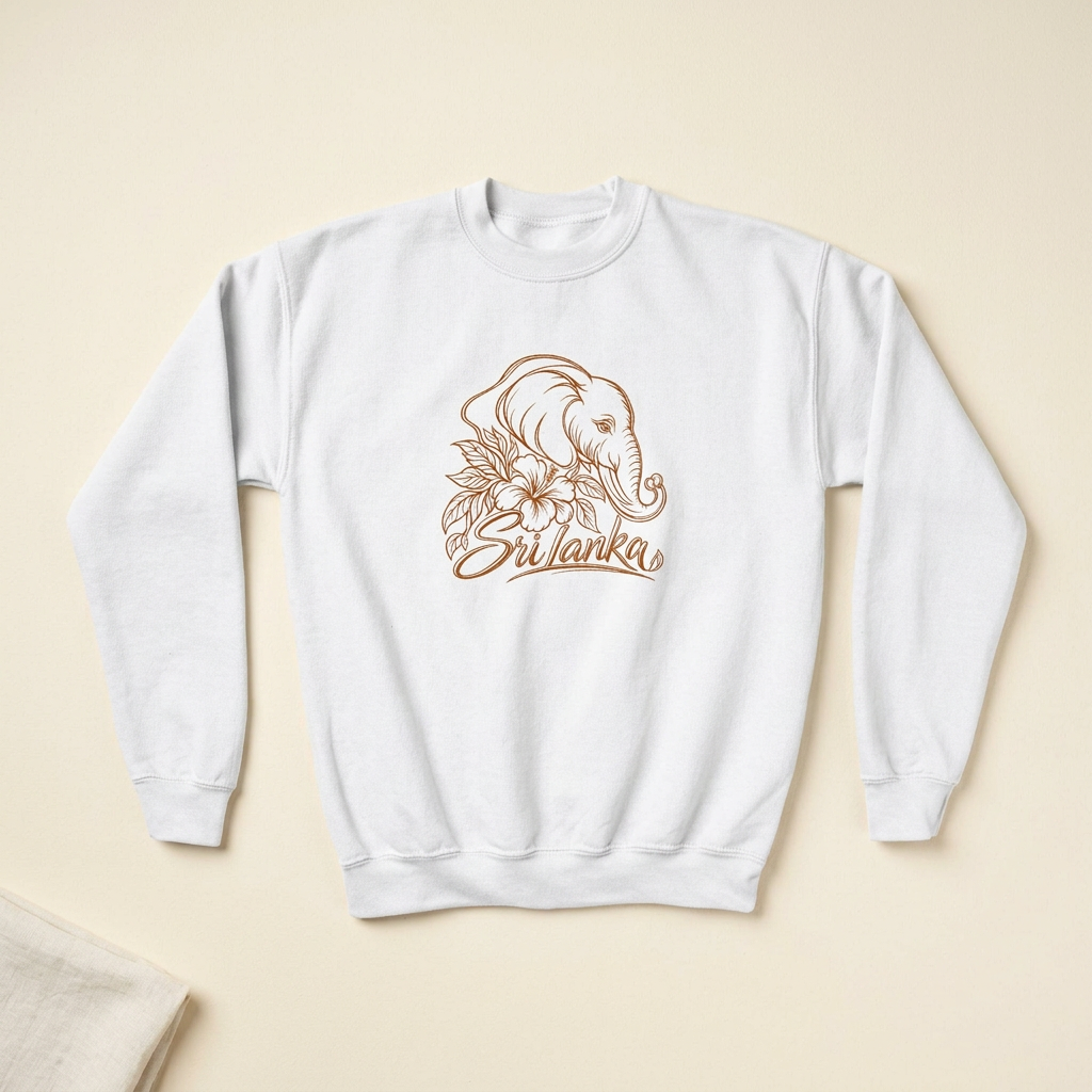 Sri Lankan Elephant Kids’ Sweatshirt | Floral Crewneck