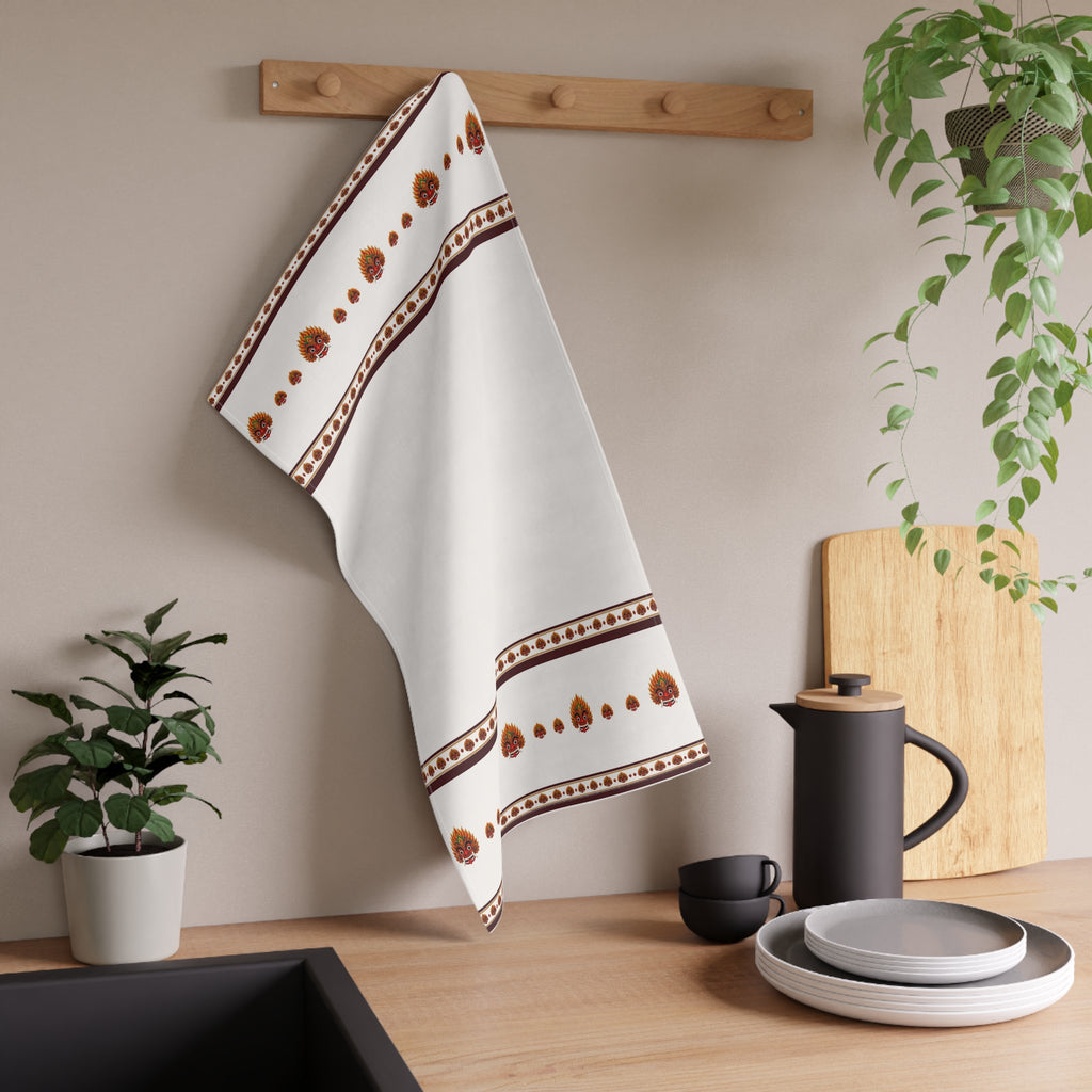 Raksha Mask Border Tea Towel Sri Lankan Devil Dance Face Cream Heritage Kitchen Dish Towel