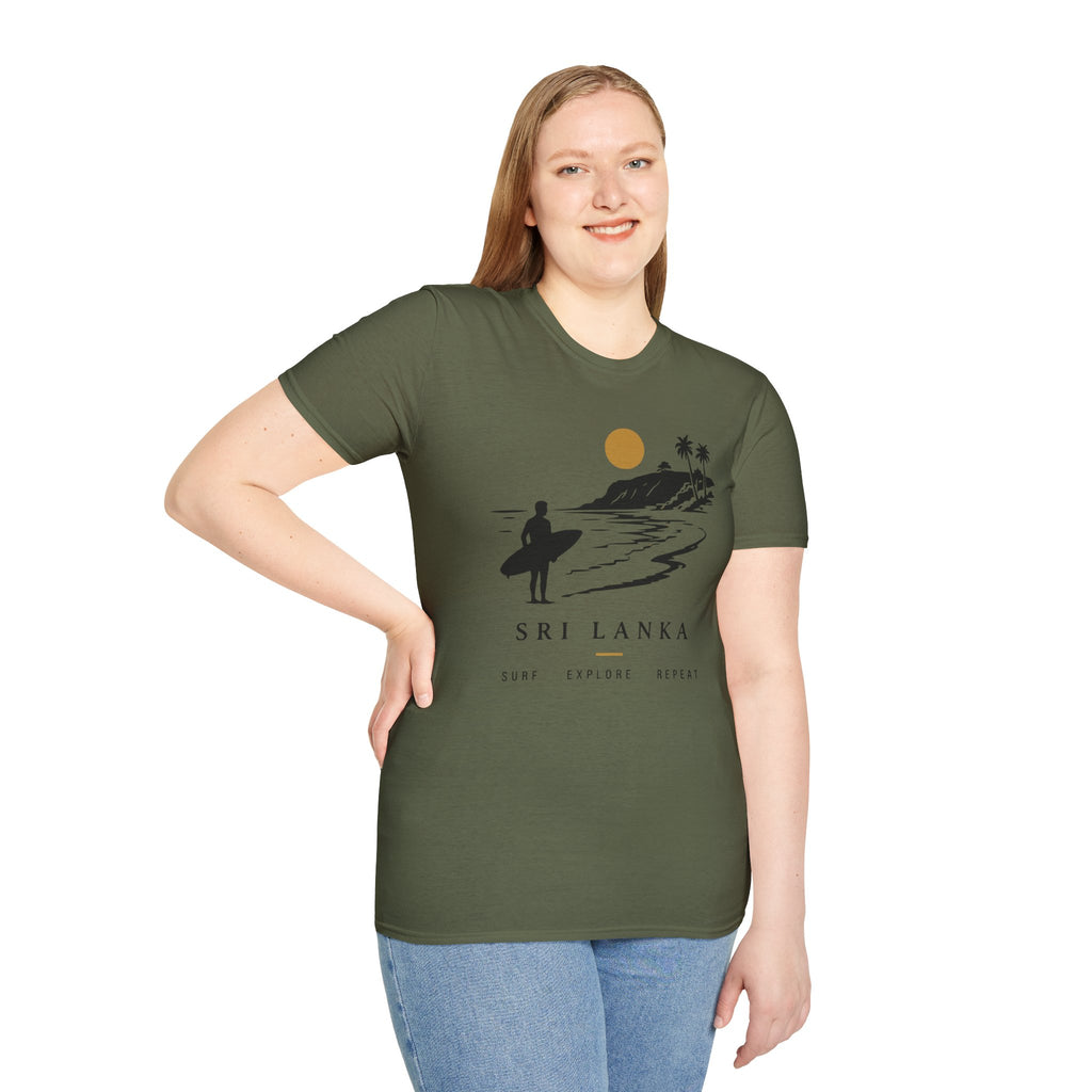 Sri Lanka Surf  Unisex T-Shirt  Surf Explore Repeat Beach Tee
