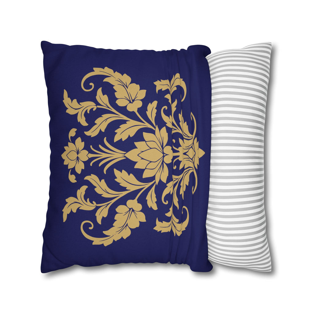 Kandyan Heritage Cushion Cover – Navy & Gold Floral Pillowcase
