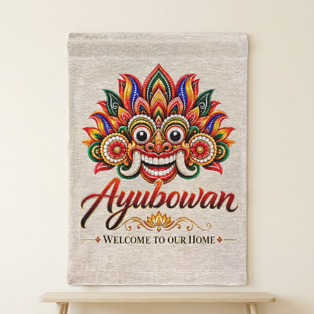 Ayubowan Welcome Woven Wall Tapestry | Sri Lankan Home Gift