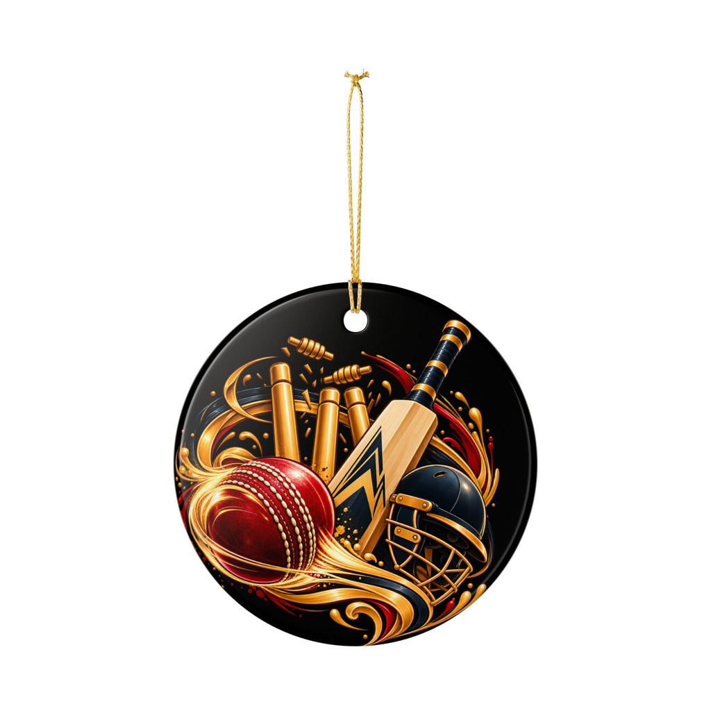 Cricket Heart Ornament  Ceramic Sports Decoration with Bat, Ball & Helmet