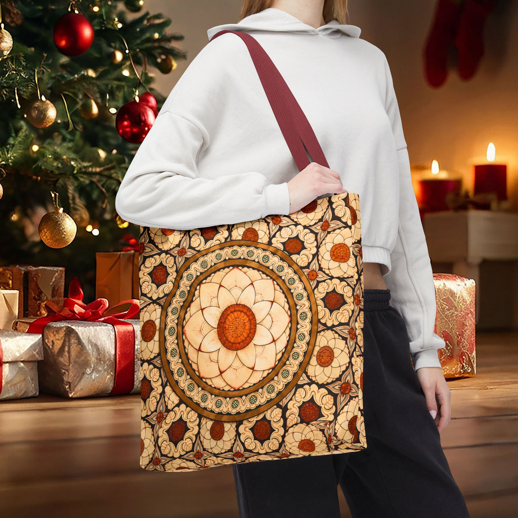 Sri Lankan Floral Mandala Tote Bag Cream & Terracotta
