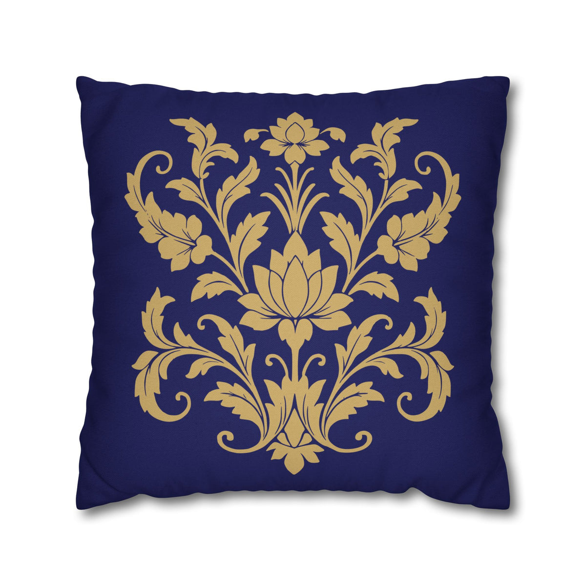 Kandyan Heritage Cushion Cover – Navy & Gold Floral Pillowcase