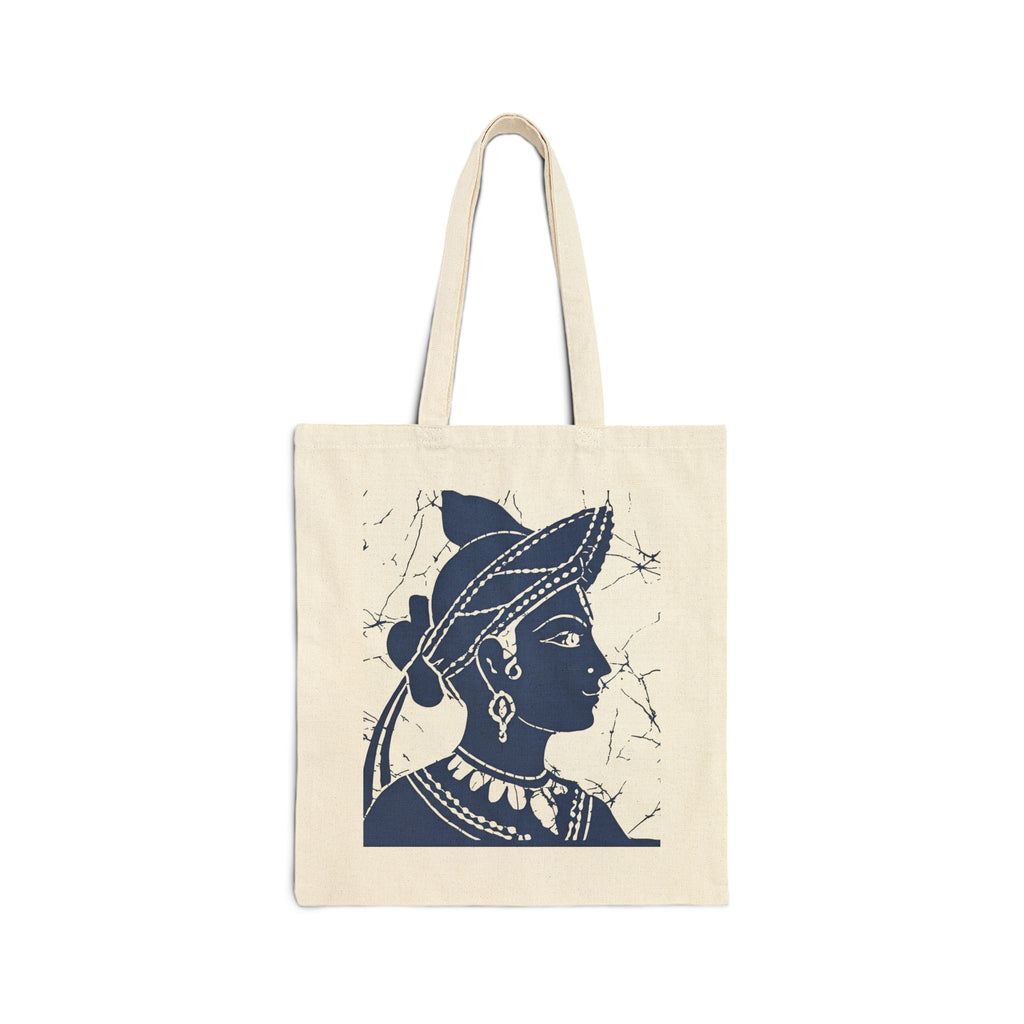 Ceylon Dancer Batik Canvas Tote Bag Sri Lankan Sigiriya Apsara Black Shopper