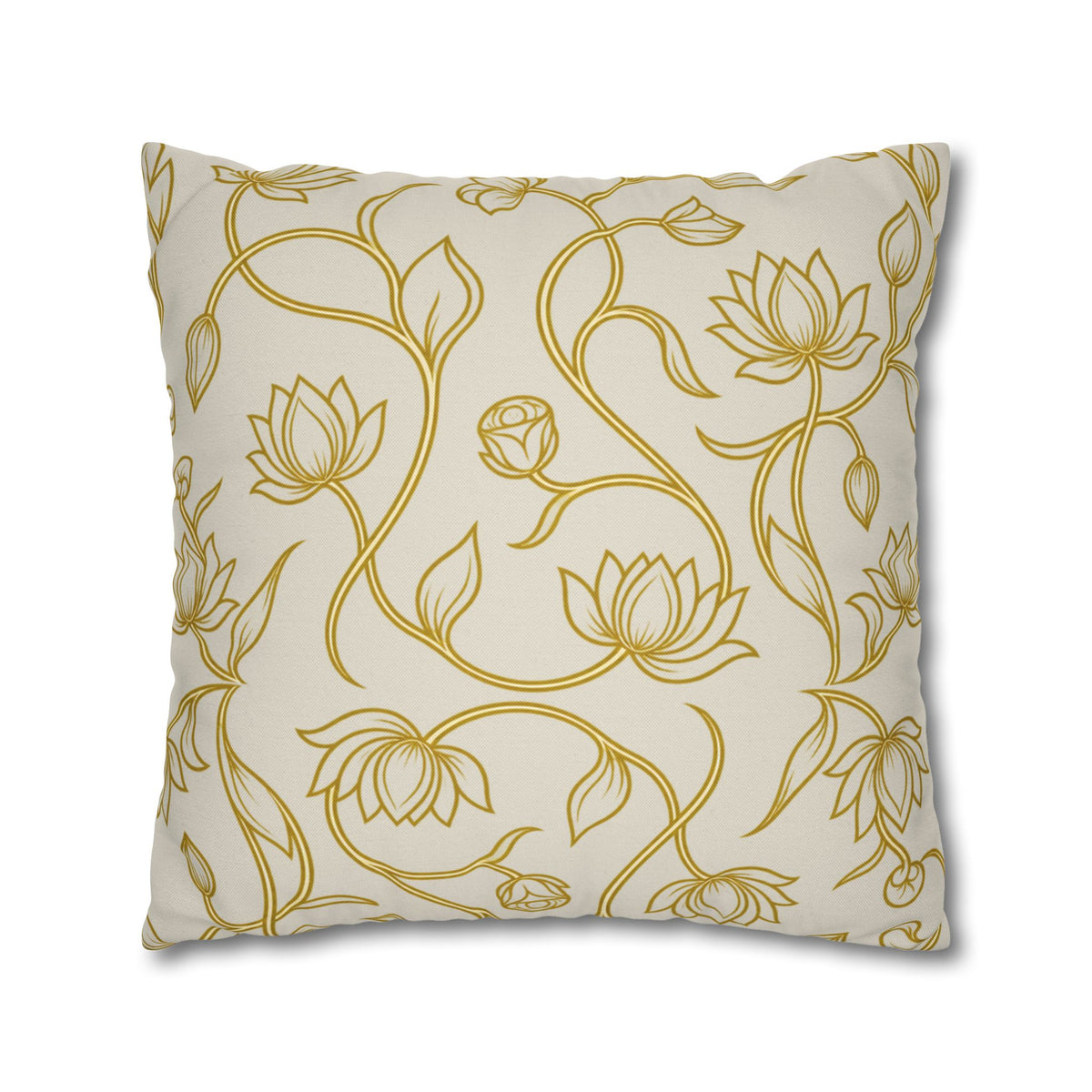 Ceylon Lotus Cushion Cover Sri Lankan Temple Flower Gold Botanical Pillow Case