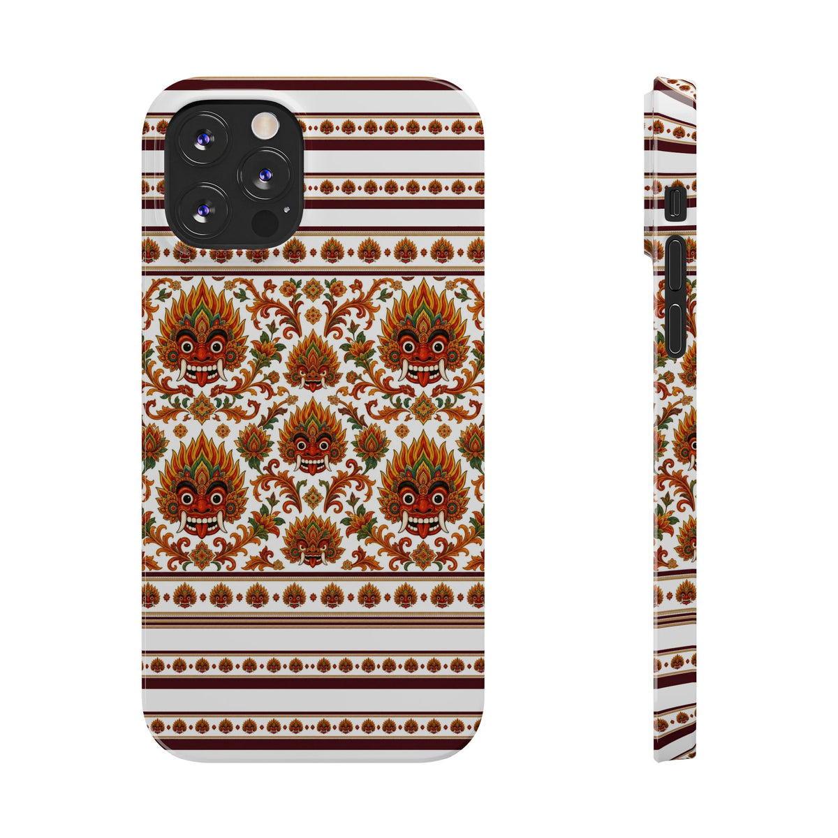Sri Lankan Gift Slim Phone Case Raksha Floral Folk Mask Pattern
